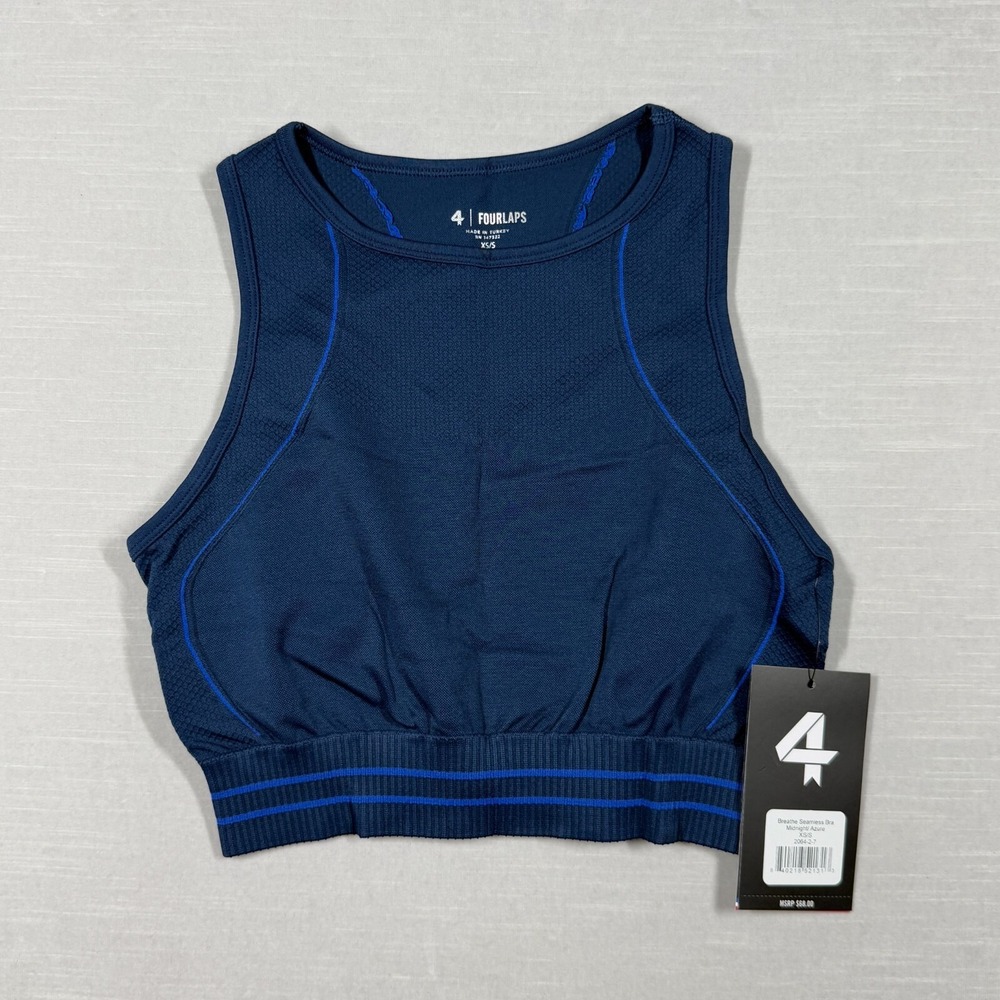 Fourlaps Sports Bra Womens XS‎ Small Blue Breathe Seamless Athletic Wicking